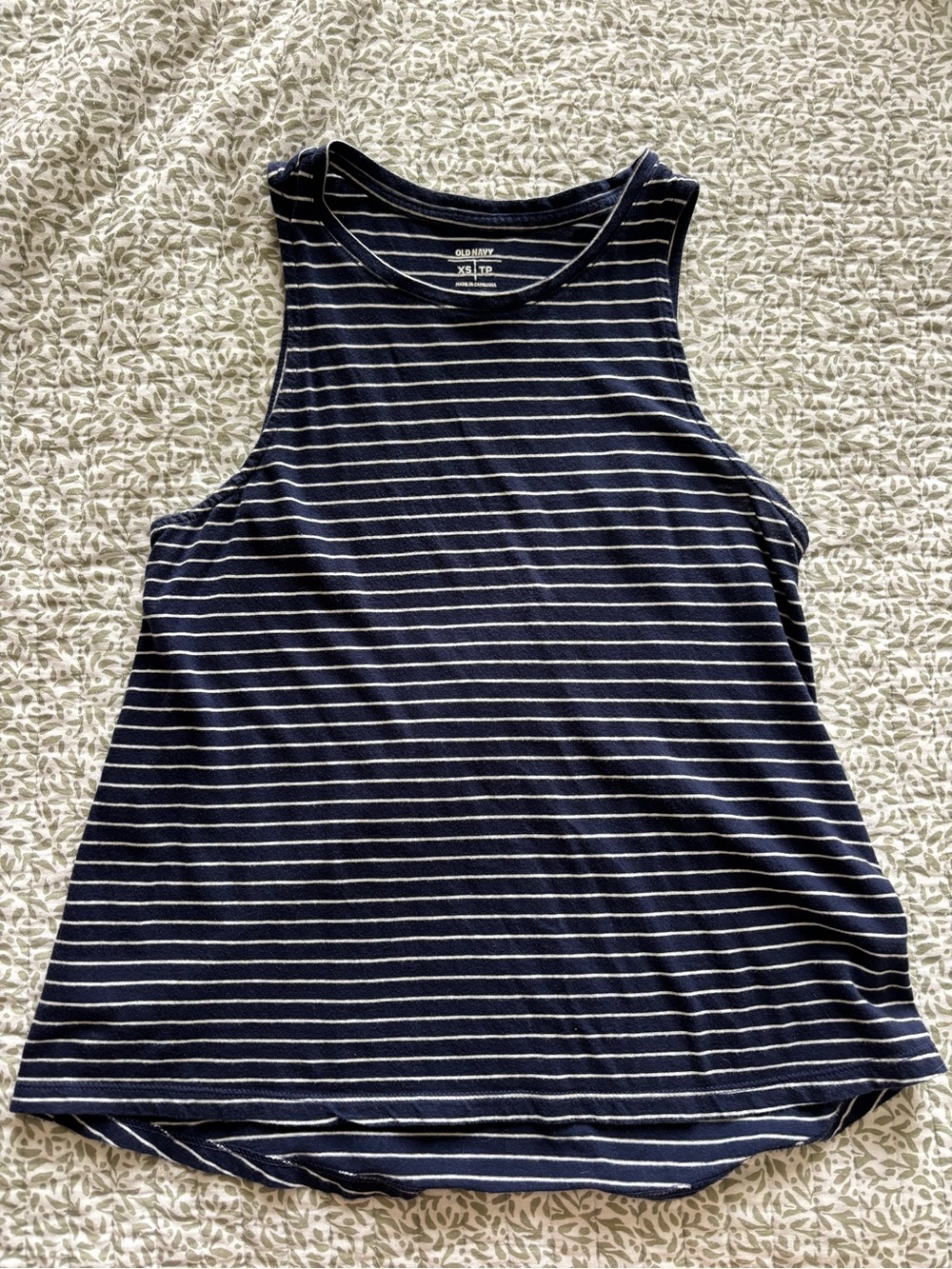 Old Navy Navy and White Striped Racerback Tank